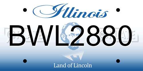 BWL2880 Illinois License Plate