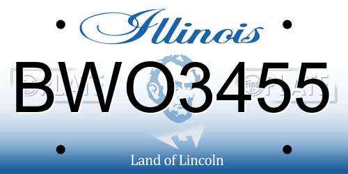 BWO3455 Illinois License Plate
