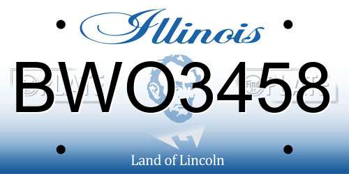 BWO3458 Illinois License Plate
