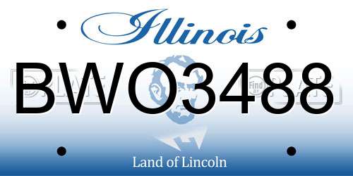 BWO3488 Illinois License Plate