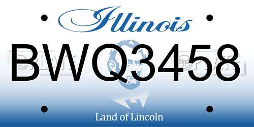 BWQ3458 Illinois License Plate