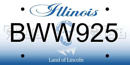 BWW925 Illinois License Plate