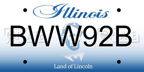 BWW92B Illinois License Plate
