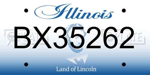 BX35262 Illinois License Plate