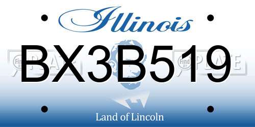 BX3B519 Illinois License Plate
