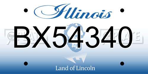 BX54340 Illinois License Plate