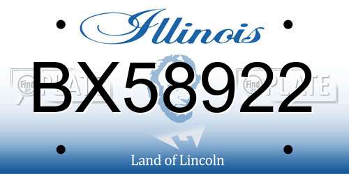 BX58922 Illinois License Plate