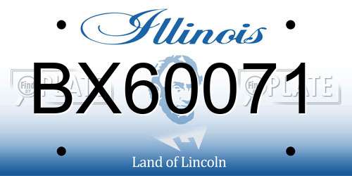 BX60071 Illinois License Plate