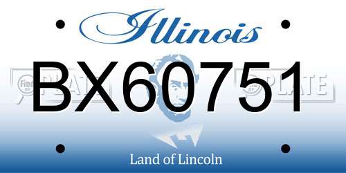 BX60751 Illinois License Plate