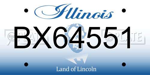 BX64551 Illinois License Plate