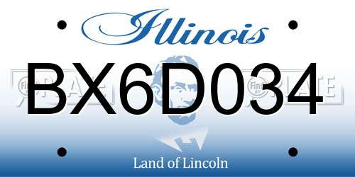 BX6D034 Illinois License Plate