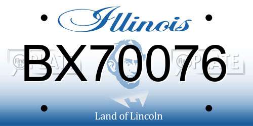 BX70076 Illinois License Plate