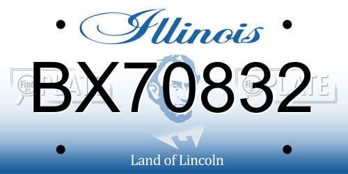 BX70832 Illinois License Plate