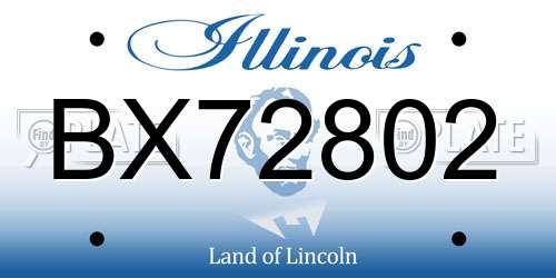BX72802 Illinois License Plate