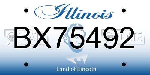 BX75492 Illinois License Plate