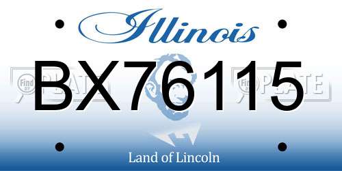 BX76115 Illinois License Plate