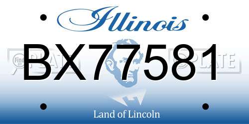 BX77581 Illinois License Plate