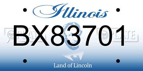 BX83701 Illinois License Plate