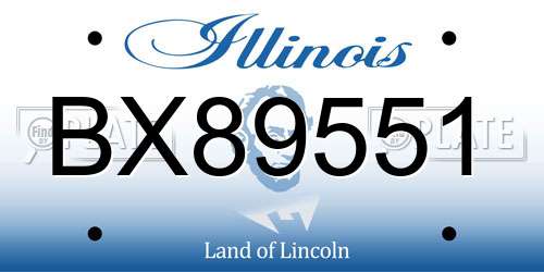 BX89551 Illinois License Plate