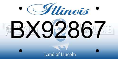 BX92867 Illinois License Plate