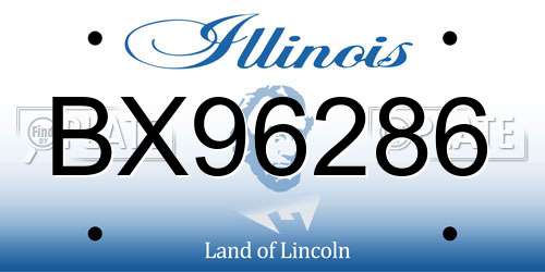 BX96286 Illinois License Plate