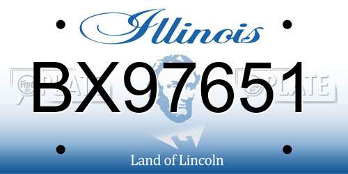 BX97651 Illinois License Plate