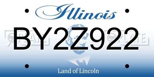 BY2Z922 Illinois License Plate