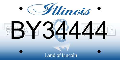 BY34444 Illinois License Plate