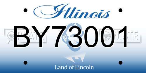 BY73001 Illinois License Plate