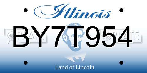 BY7T954 Illinois License Plate