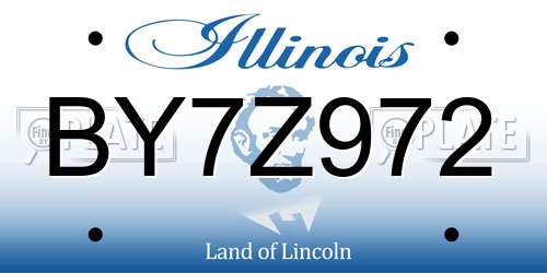 BY7Z972 Illinois License Plate