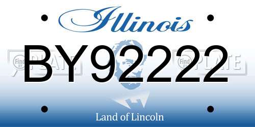 BY92222 Illinois License Plate