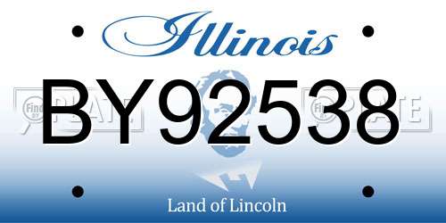 BY92538 Illinois License Plate