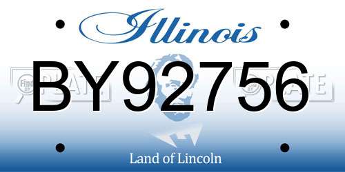 BY92756 Illinois License Plate
