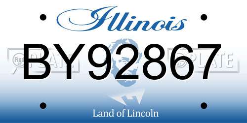 BY92867 Illinois License Plate