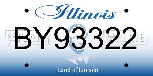 BY93322 Illinois License Plate