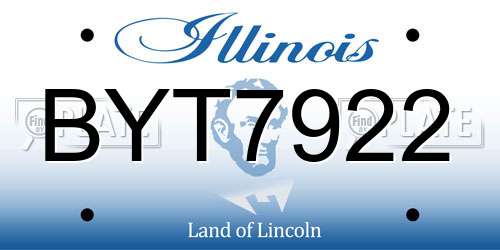 BYT7922 Illinois License Plate