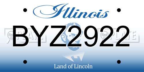 BYZ2922 Illinois License Plate