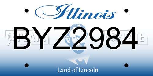 BYZ2984 Illinois License Plate