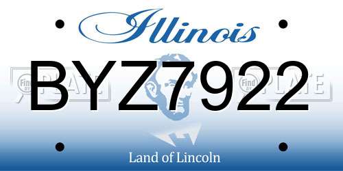 BYZ7922 Illinois License Plate