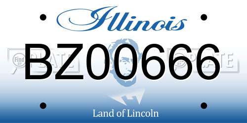 BZ00666 Illinois License Plate