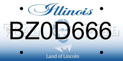 BZ0D666 Illinois License Plate