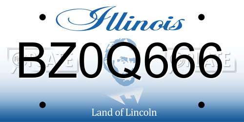 BZ0Q666 Illinois License Plate