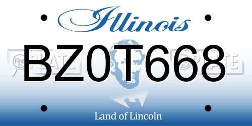 BZ0T668 Illinois License Plate