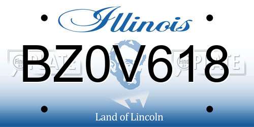 BZ0V618 Illinois License Plate