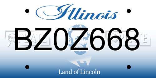 BZ0Z668 Illinois License Plate