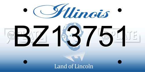 BZ13751 Illinois License Plate