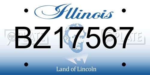 BZ17567 Illinois License Plate