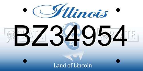 BZ34954 Illinois License Plate