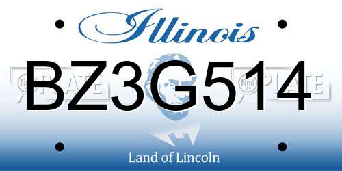 BZ3G514 Illinois License Plate
